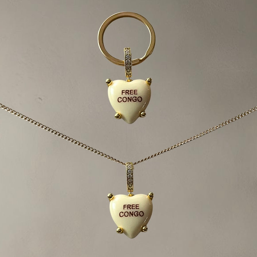 “FREE CONGO” KEY/BAG CHAIN + NECKLACE SET • BUTTER YELLOW