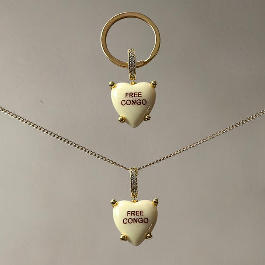 “FREE CONGO” KEY/BAG CHAIN + NECKLACE SET • BUTTER YELLOW