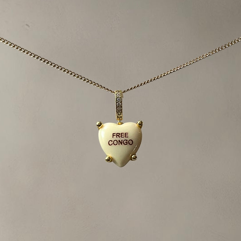 “FREE CONGO” HEARTSHAPED NECKLACE • BUTTER YELLOW