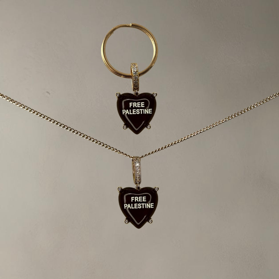 ‘FREE PALESTINE’ KEY/BAG CHAIN + NECKLACE SET • MOCHA