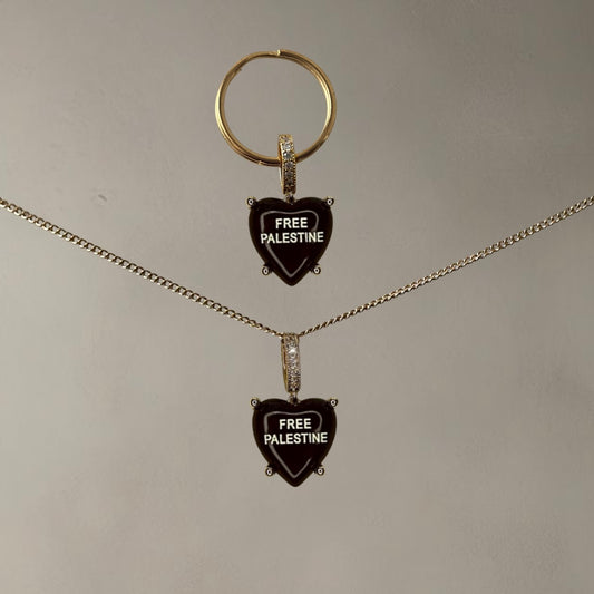 ‘FREE PALESTINE’ KEY/BAG CHAIN + NECKLACE SET • MOCHA
